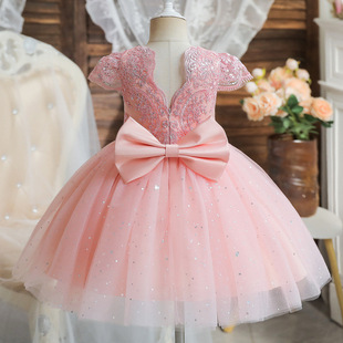 Cross-border children's one-year-old dress baby girl baby catch week girl host puffy princess dress flower girl