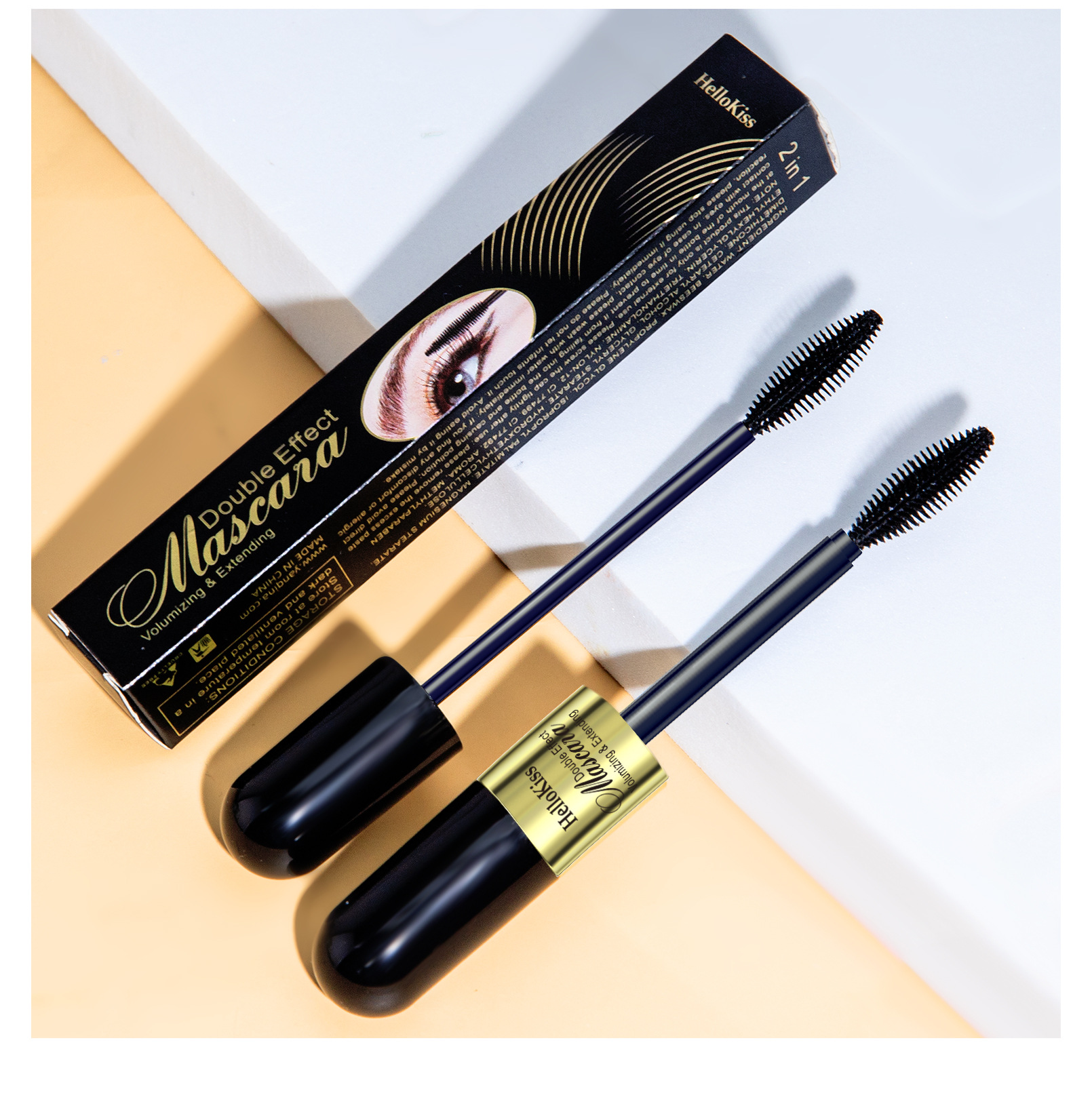 HelloKiss Dual-Effect 4D Mascara 2-in-1: Long, Curly, Thick, non-smudging, waterproof Mascara for Cross-border use undefined