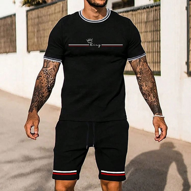 2023 camiseta de moda de verano corriendo fitness cuello redondo manga corta 3D impresión de los hombres de comercio exterior traje de Deportes de calle