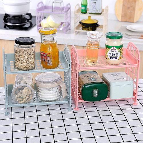 Creative cosmetics and jewelry double-layer folding storage rack simple home desktop bathroom storage rack storage rack
