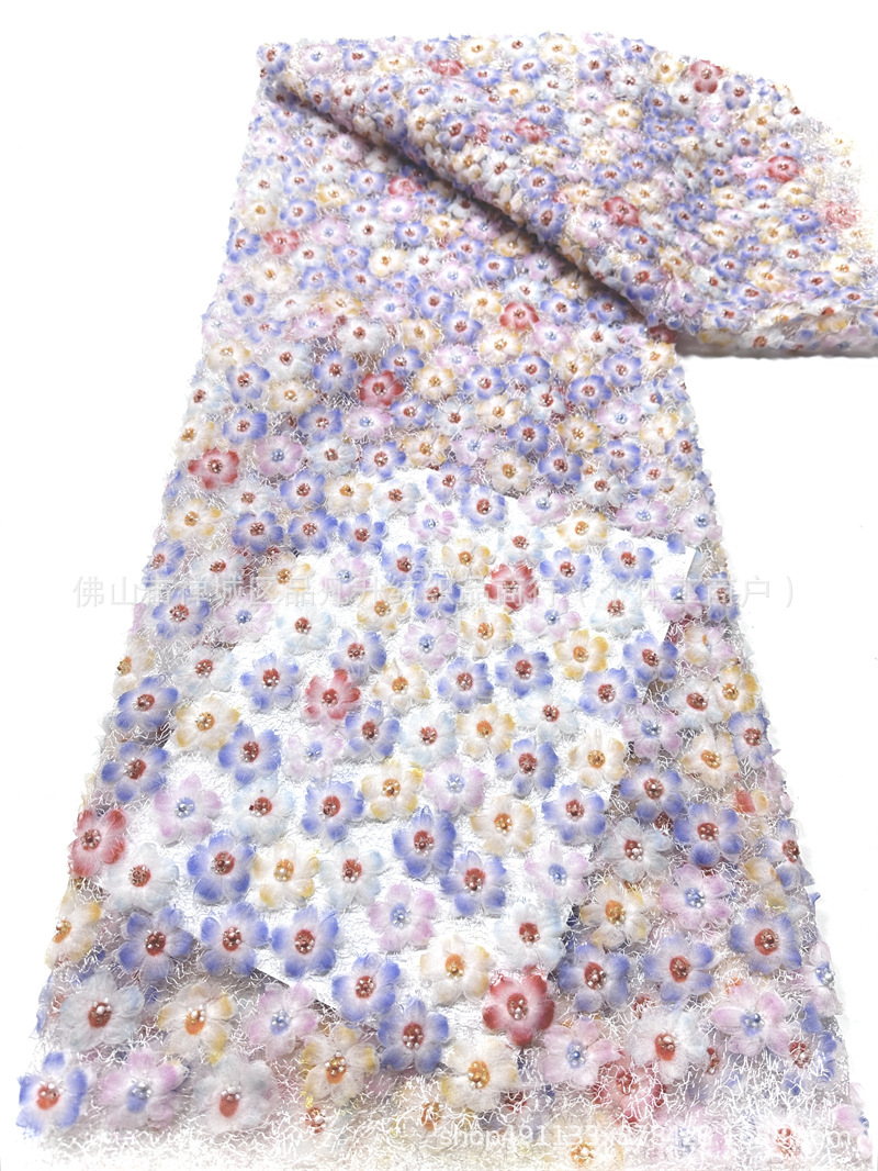 Fabricante nuevo 3D pequeña tela de flores y cuentas ins red con un vestido fresco pequeño vestido de tela de moda