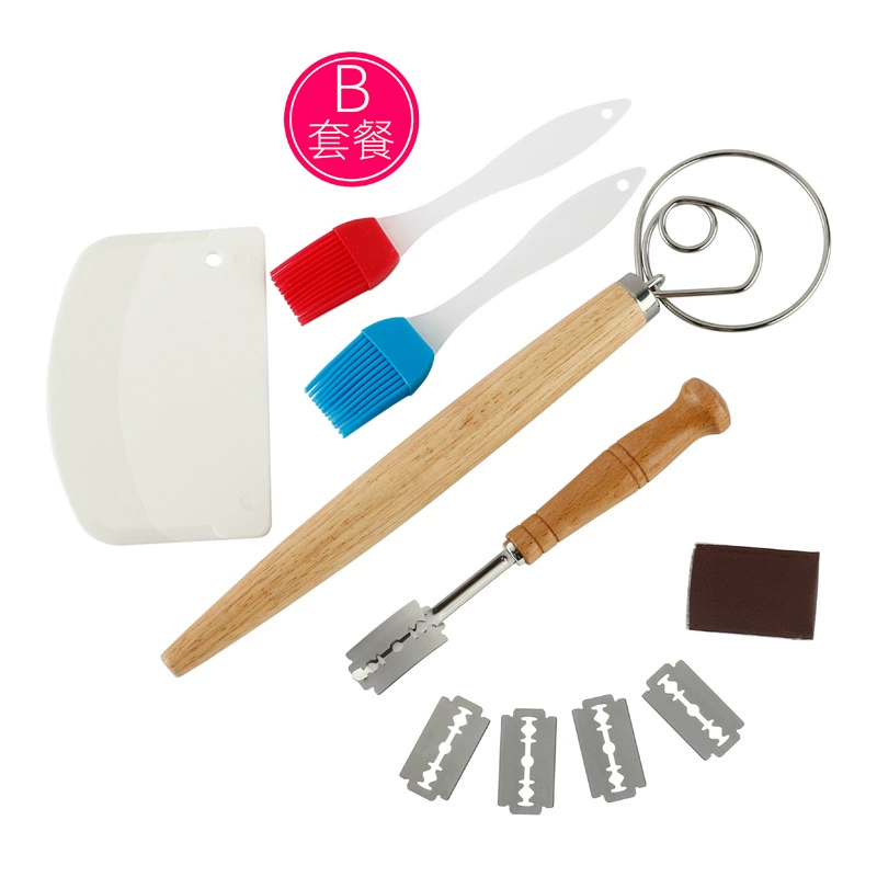 Bread Baking Tool Set, деревянные ручки с нержавеющей сталью и силикон, мульти-набор (8 вариантов)