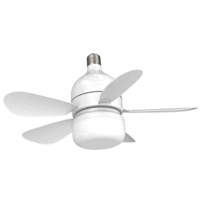 Nueva lámpara de ventilador de boca de tornillo de cinco hojas, atenuación de tres colores, regulación de velocidad de 4 velocidades, lámpara de ventilador de techo pequeña, mesa de comedor, ventilador de bombilla de garaje