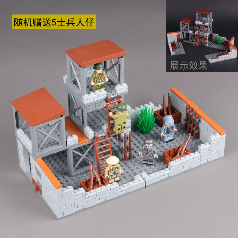 レゴミリタリーベースビルディングブロック、大型シーン、廃墟、要塞、少年用組み立て知育玩具と互換性があります。|undefined