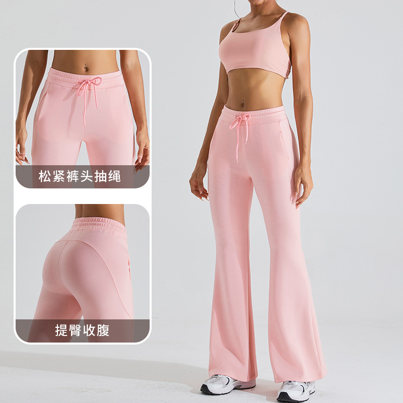 Otoño e Invierno nueva capa de aire cordón deportes sweatpants mujeres adelgazamiento pantalones acampanados al aire libre casual correr yoga fitness Pantalones