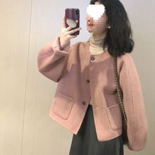 跨境小香风短款外套女秋冬新款感呢子大衣半身裙小众时尚两件套装