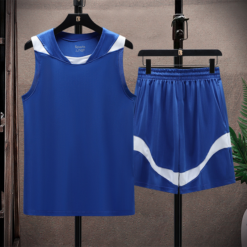 Verano delgado secado rápido pantalones cortos de manga corta deportivos casuales chaleco de fitness traje de baloncesto set camiseta sin mangas de hielo hombre