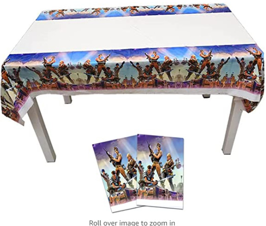 Amazon Venta caliente juego tema partido tire bandera plato de papel vajilla traje decoración del partido traje fortaleza noche