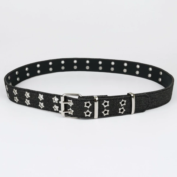Black denim double row of stars (3.3cm)