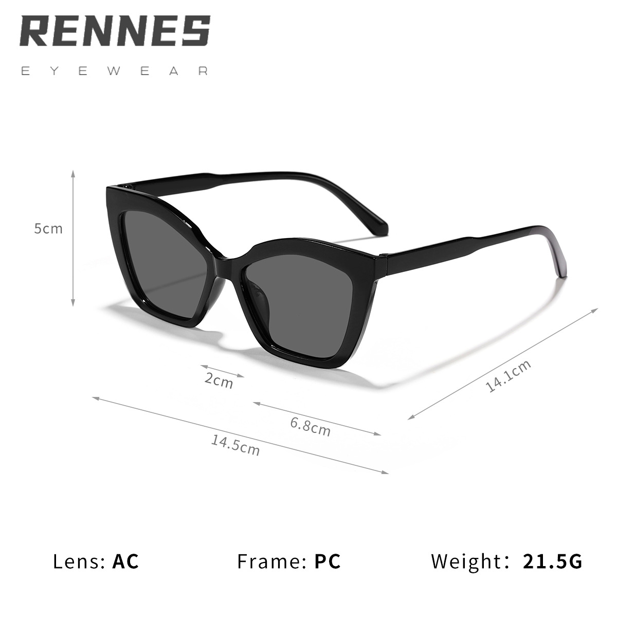 Gafas de sol de plástico con ojo de gato de marco estrecho transfronterizo Gafas de protección solar para mujer cuadrada de moda masculina