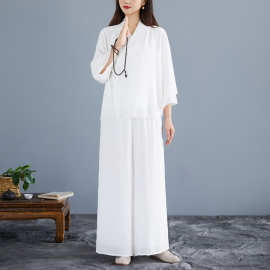 2026 禅修服女打坐仙气疗愈禅服套装禅意佛系高端女装居士服佛系