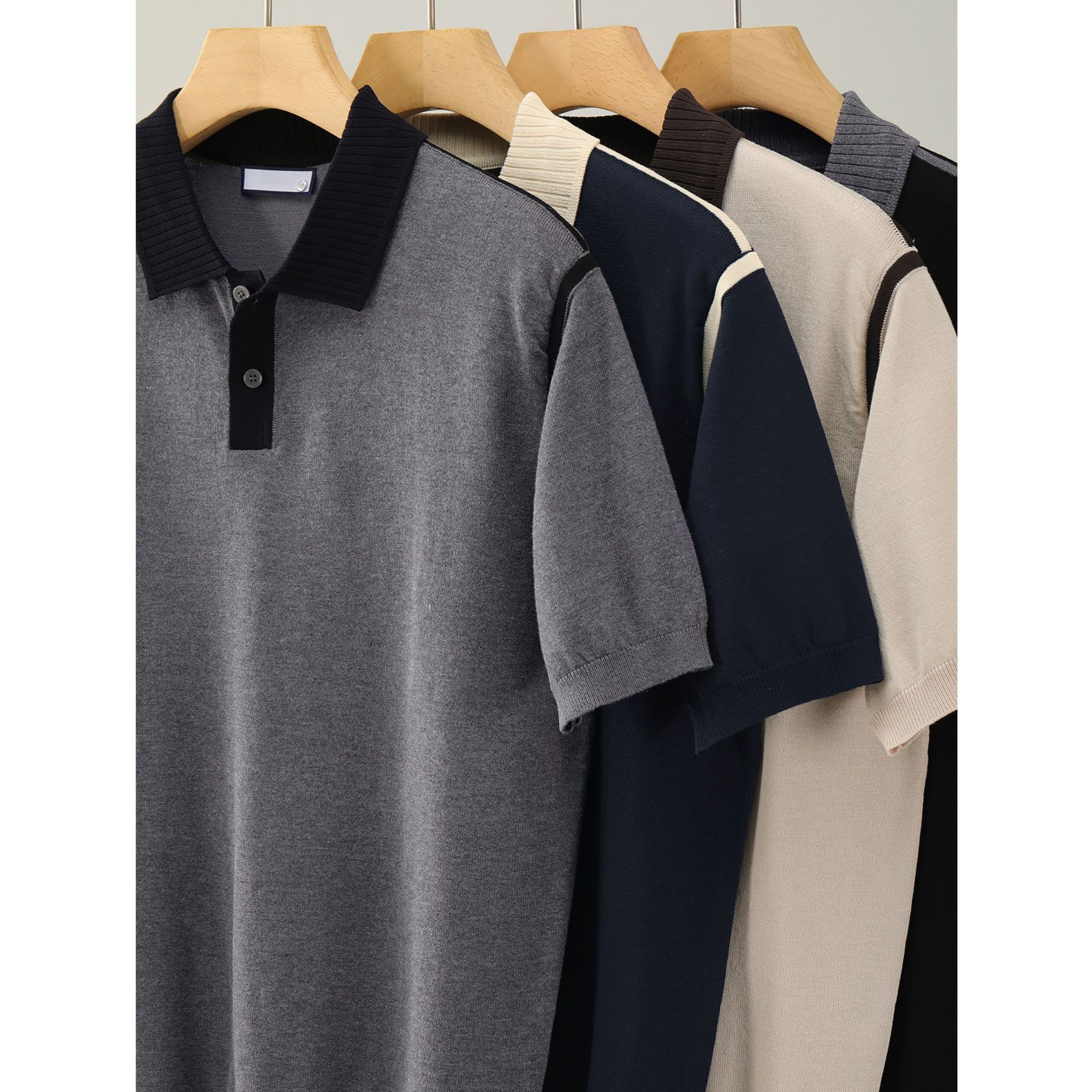 Polo camiseta de punto camiseta de manga corta camiseta de hombre paul línea tridimensional viejo qianfeng verano fábrica transfronteriza al por mayor