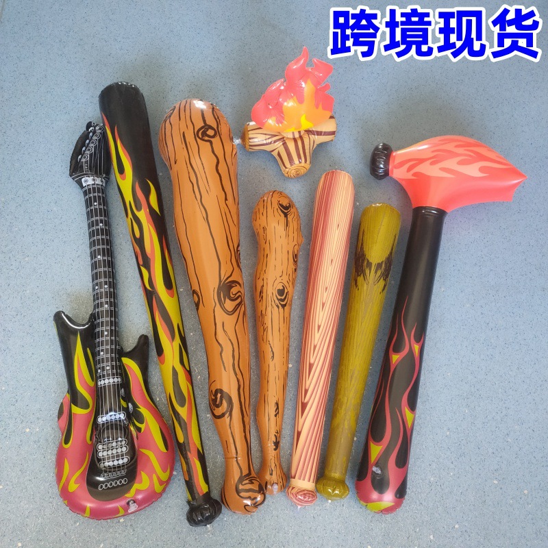 Inflatable Hole Man Stick Brown Stripesd Wooden Stick Hammer Attack Baseball Bat Role-Playing Original Party Toy