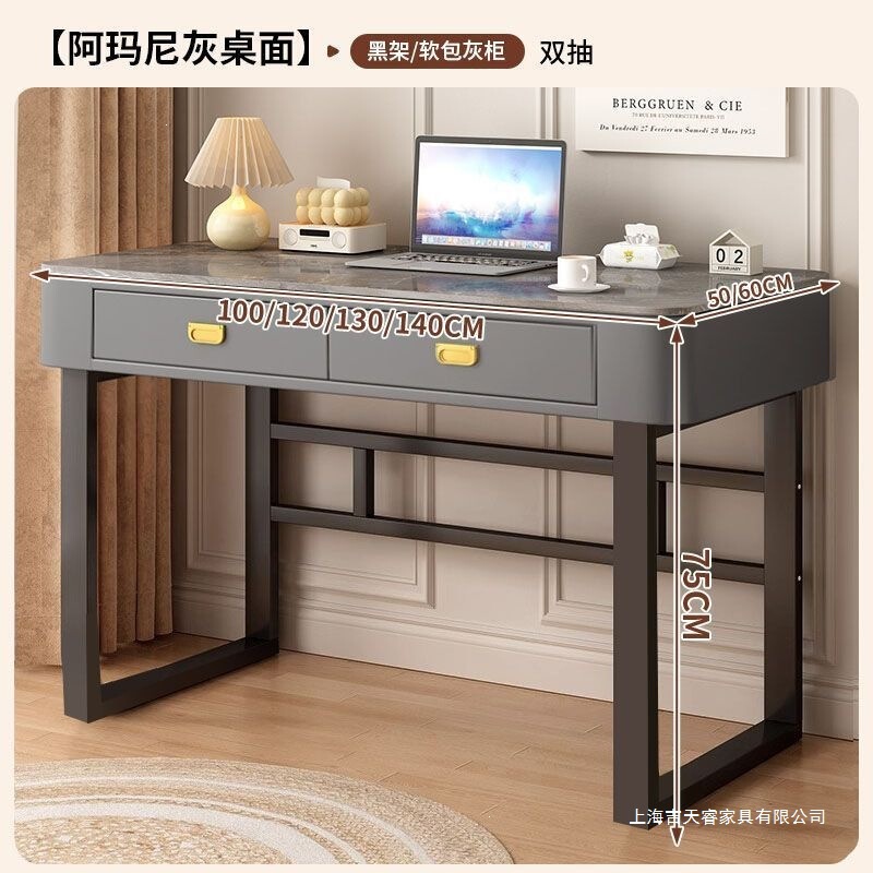 Small apartment storage cream student home study desk, rental apartment bedroom vanity table, light luxury computer desk style