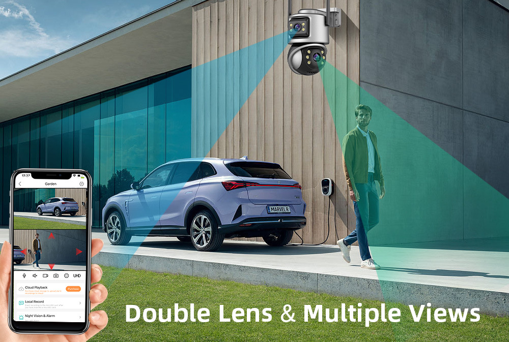 WIFI dual-lens dual-screen surveillance camera icsee gun and ball integrated high-definition outdoor surveillance Dual lens undefined