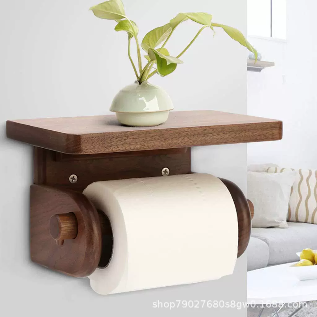 Деревянный держатель для бумажных полотенец, настенный держатель для туалетной бумаги, вешалка для полотенец в ванной комнате с подносом для зеленого растения для мобильного телефона, держатель для туалетной бумаги