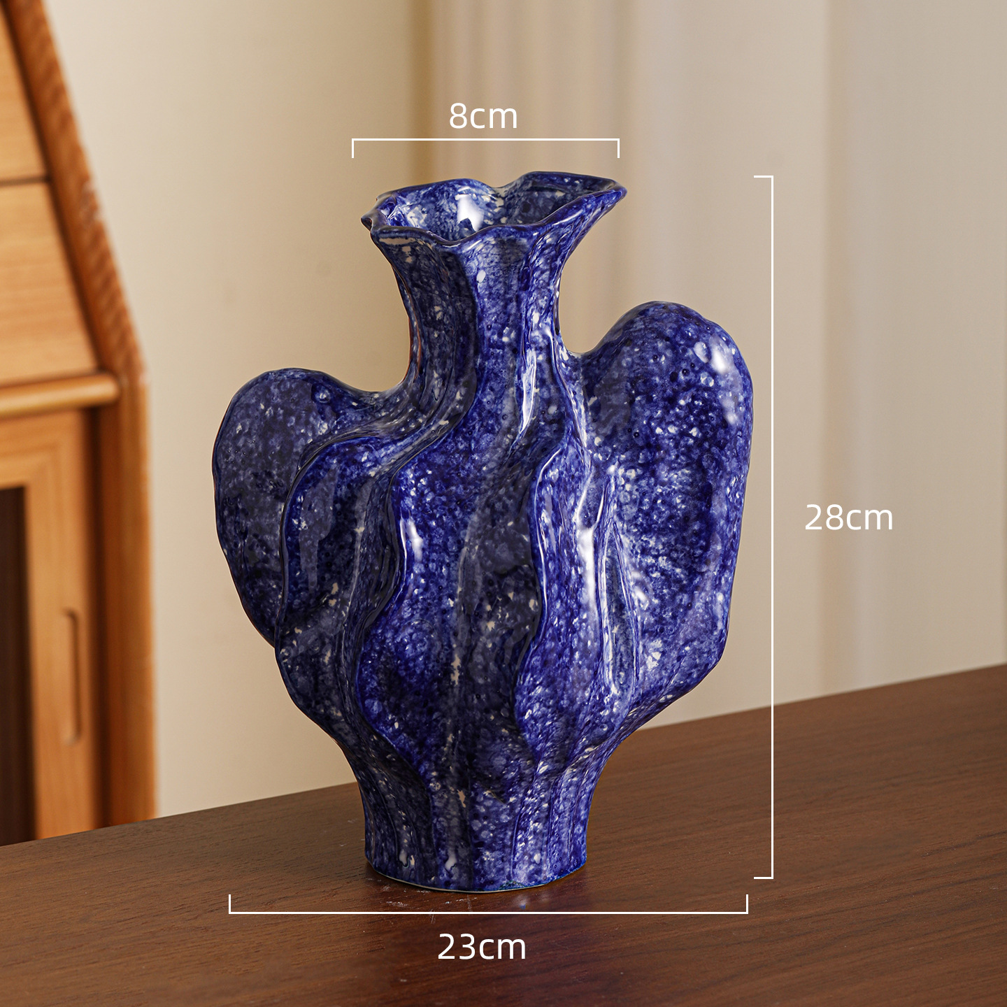 高級感のある新中式レトロな青花磁器、氷割れ模様の緑の花柄花瓶、フラワーアレンジメント、リビングルーム、玄関の装飾品