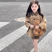 儿童装女童套装OL时尚单排扣外套加半身裙25春秋装新款跨境童装潮