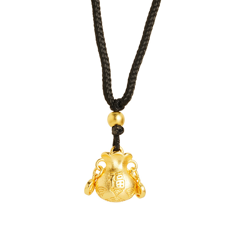 Vietnam arena oro personalizado Lucky Bag collar negro cuerda palabra suerte Xiangyun joyería hombres y mujeres accesorios todo fósforo antiguo patrimonio suministro