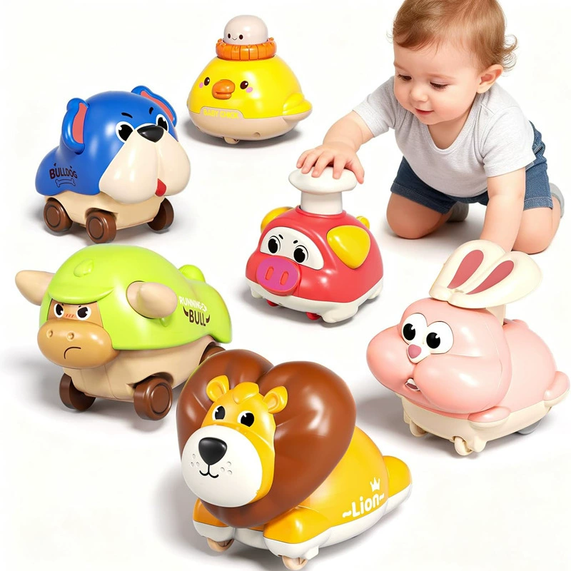 Игрушечные зверята-каталки нажимные