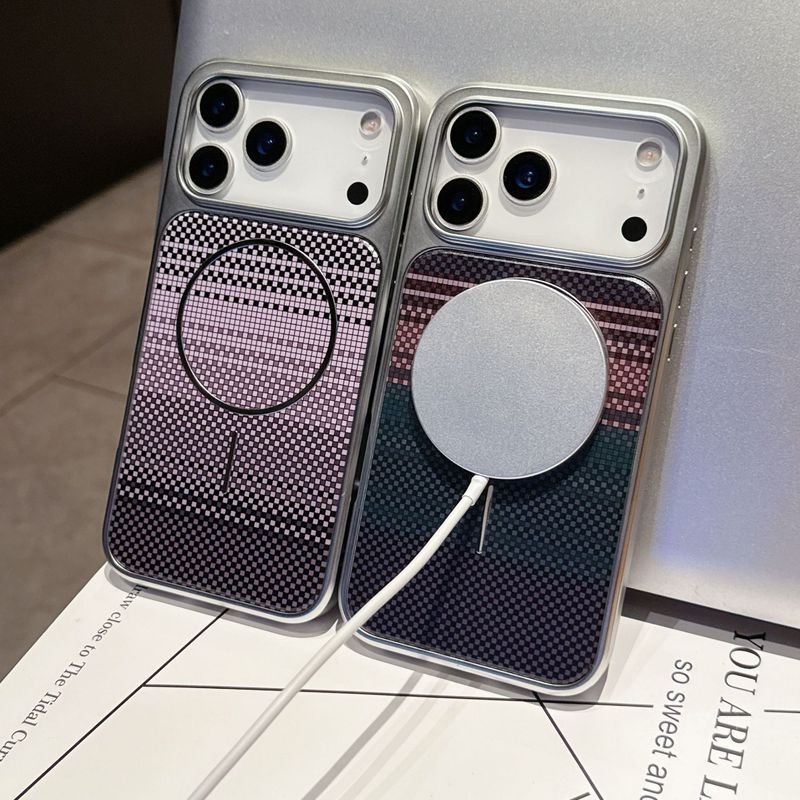 适用iPhone17凯夫拉纹理细圈磁吸手机壳苹果16磨砂高级感保护套15|undefined