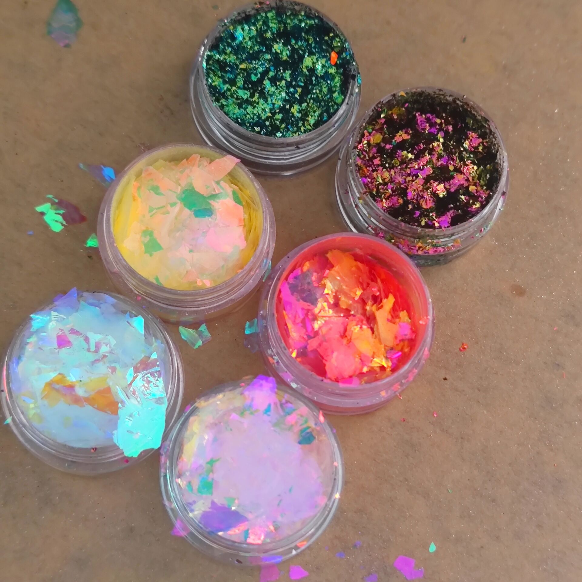 跨境新品6色套装幻彩变色龙云锦粉 雪绒粉 chameleon flakes