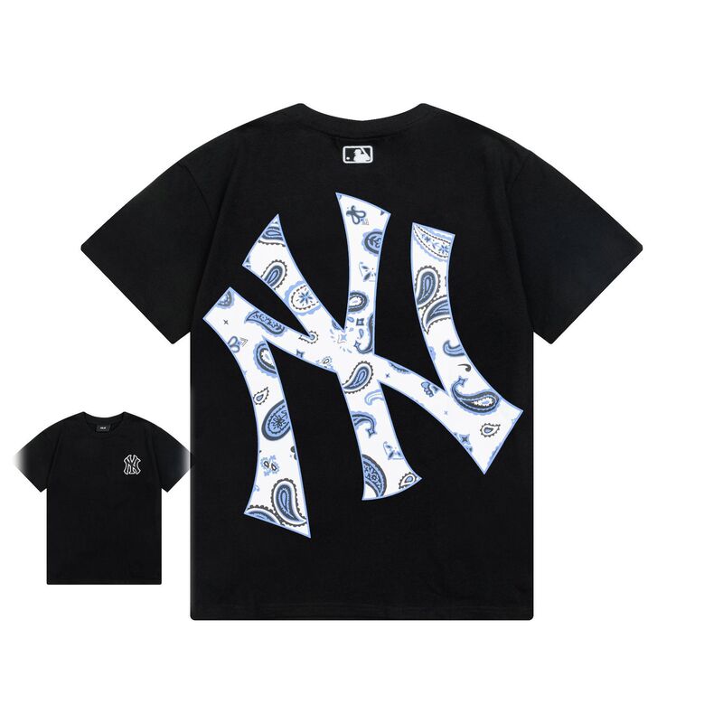 クロスボーダー MLB&NY ベーシックプリント高品質レディース T メンズ半袖コレクション共同ブランドの純綿通気性ボトリングシャツ|undefined