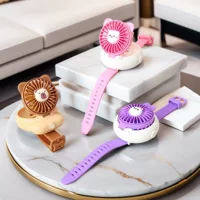 Детские мультяшные часы маленький вентилятор usb зарядка регулируемый угол наружного переносного охлаждения трехходовой мини-вентилятор