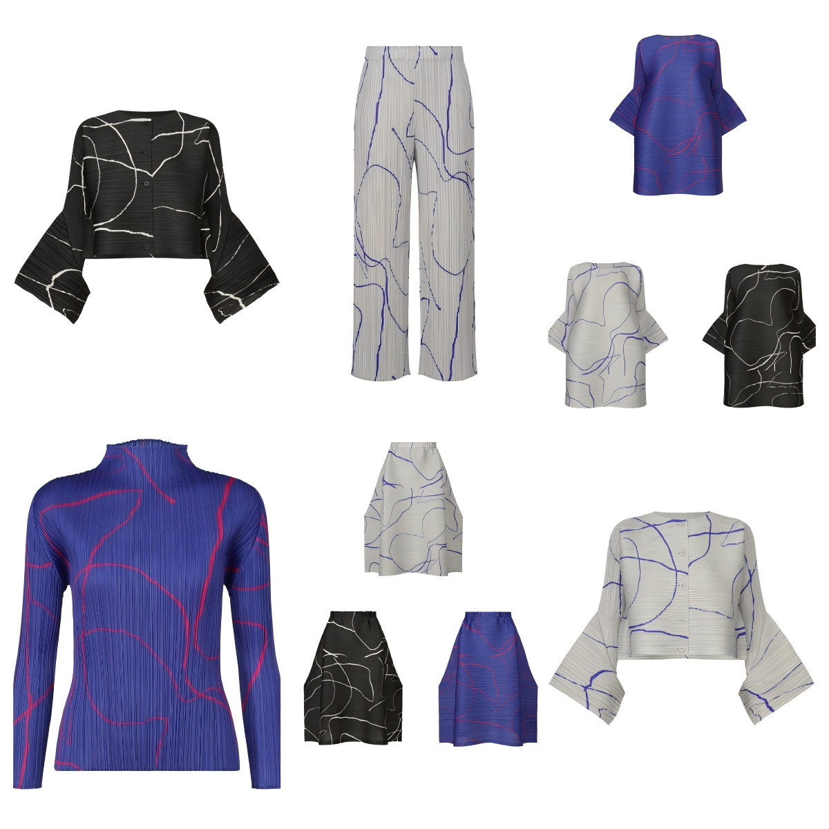 三宅线条系列套装女宽松时尚褶皱高级感两穿裙子半裙小个子两件套