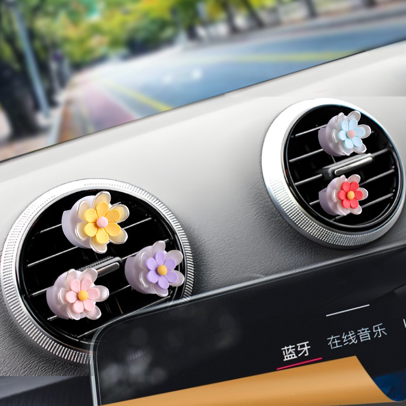 Nuevo producto lindo sacudiendo la cabeza margarita decoración del coche flores frescas decoración del espejo retrovisor de la consola central del coche