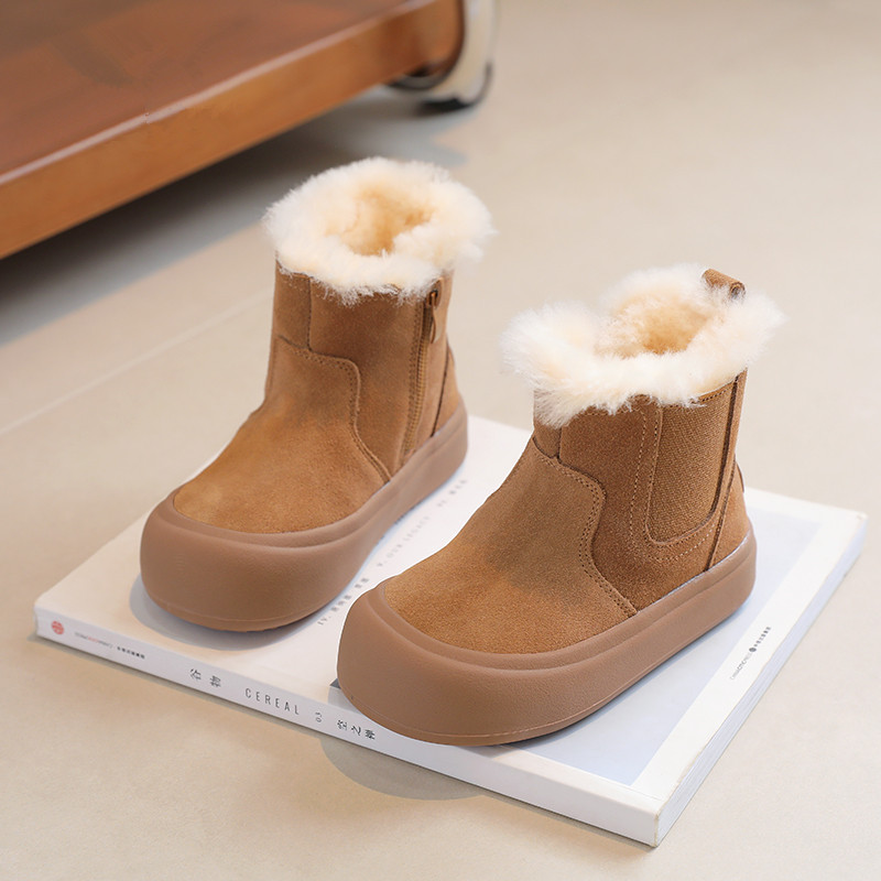 Children's Boots 2025 New Winter Big Snow Cotton Girls' Baby Fleece-Lined Kids' Shoes_voghion.com