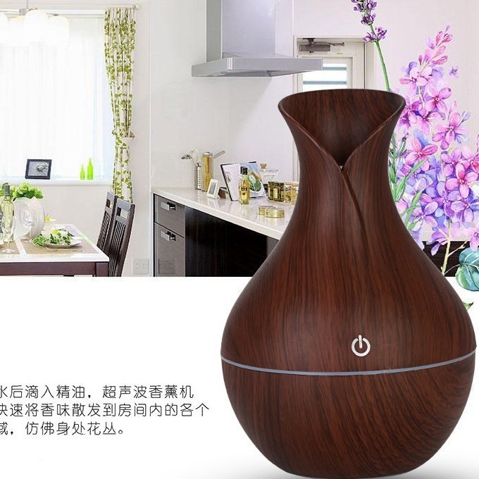 カラフルなライト木目ひび割れ超音波花瓶加湿器中空デスクトップテーブルランプアトマイザー加湿器|undefined