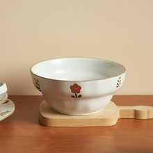 复古小红花大碗家用汤碗陶瓷碗大号面碗感面条碗日式6寸