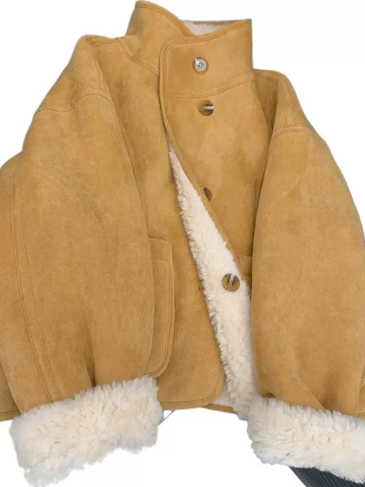 Demi-season velvet keep warm jacket, increased thickness