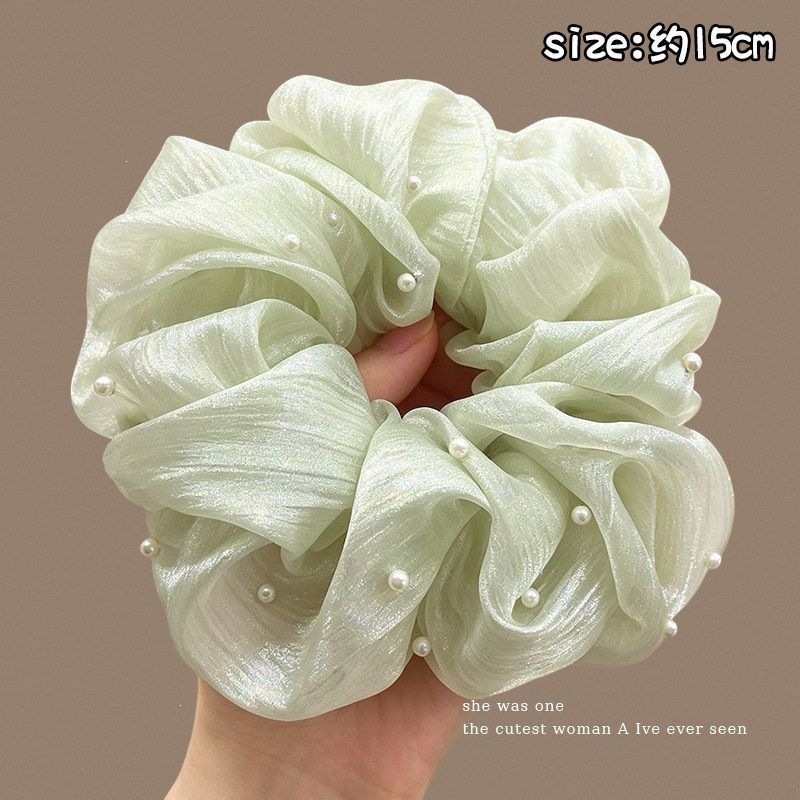 1# green pearl mesh hair tie about 15cm