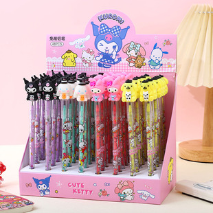 Yqiduo Cartoon Soft Glue Cute Family No-Sharpening Bullet Pencil Primary School Student Shape Egg-Laying Pen Replaceable Lead Core