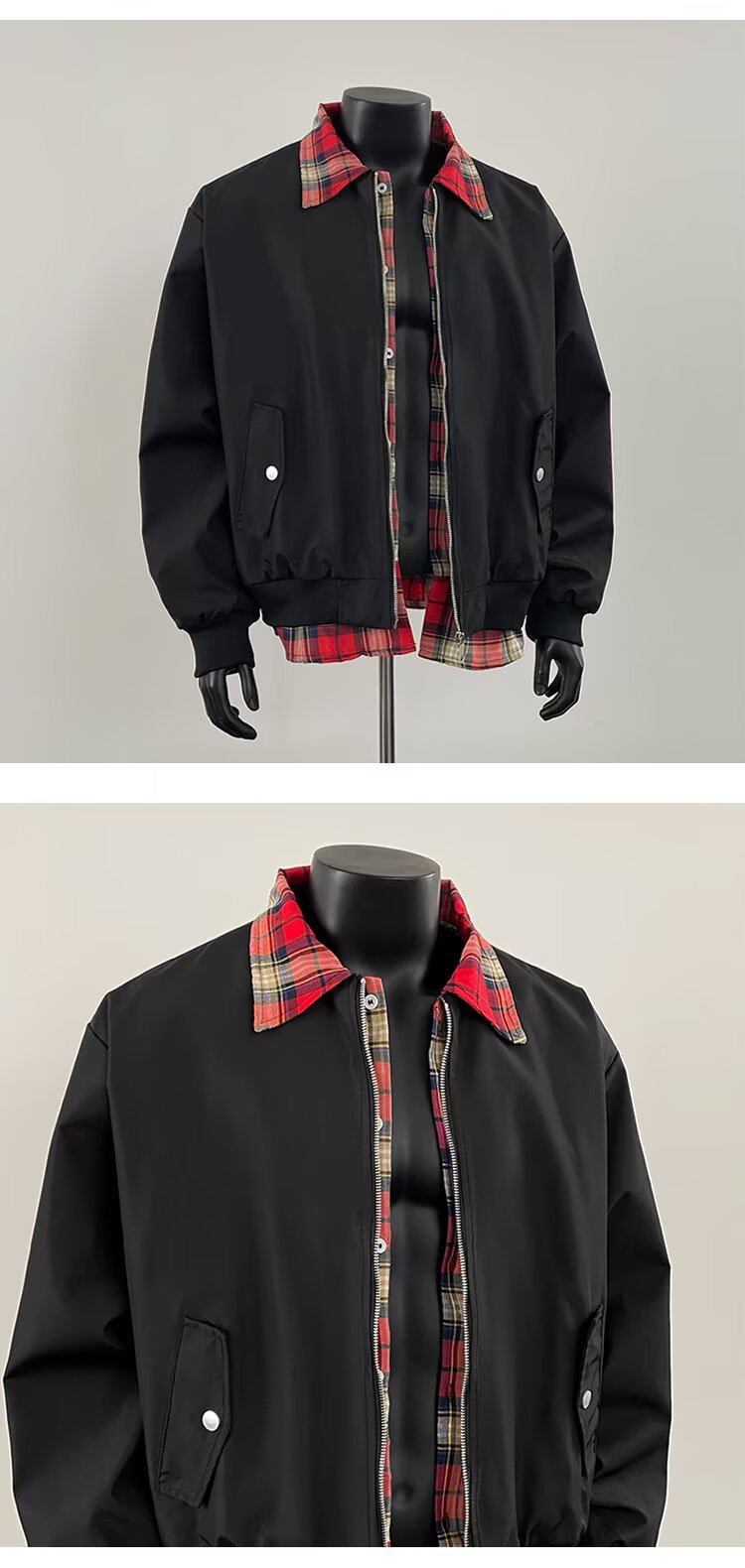 Men's Old Qian Style Colour Block Flight Jacket For Autumn_voghion.com