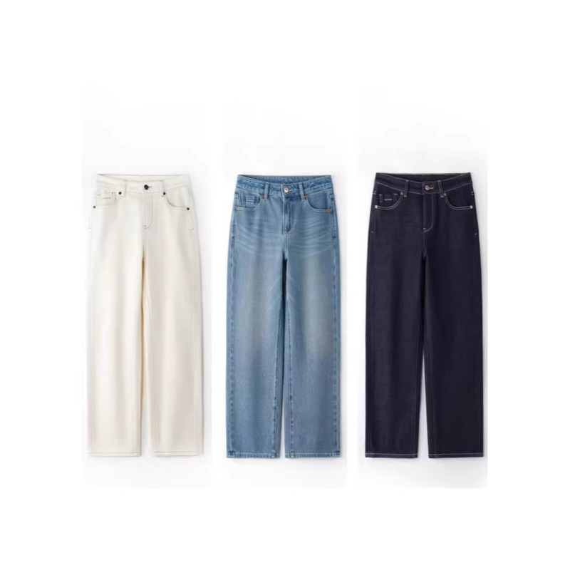 High-End 2026 Spring New Bamboo Fiber Four-Way Stretch Straight-Leg Cropped Jeans, Fashionable and Versatile Women's Trendy Jeans High-End 2026 Spring New Bamboo Fiber Four-Way Stretch Straight-Leg Cropped Jeans, Fashionable and Versatile Women's Trendy Jeans