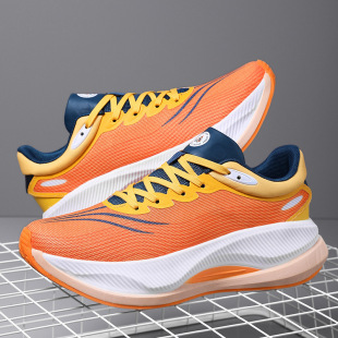 National Trendy Youth Men's All-match Mesh Breathable Shock Absorption Wear-resistant sneaker Full Palm Carbon Plate Non-slip Racing Running Shoes