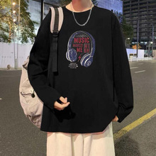 大码纯棉男士2-300斤春秋新款个性潮流时尚文艺设计宽松长袖T恤衫