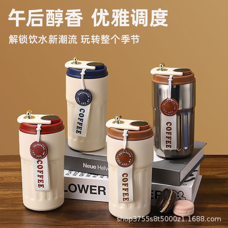 Cross-Border Smart Coffee Cup for Men and Women, Portable Stainless Steel Thermos Cup, Exquisite and Simple Water Cup That Can Be Engraved with Logo