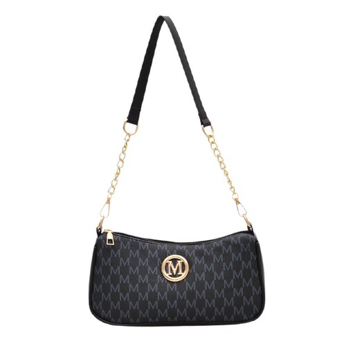 French retro armpit bag for women 2025 new letter printed M-letter square bag chain single-shoulder handbag