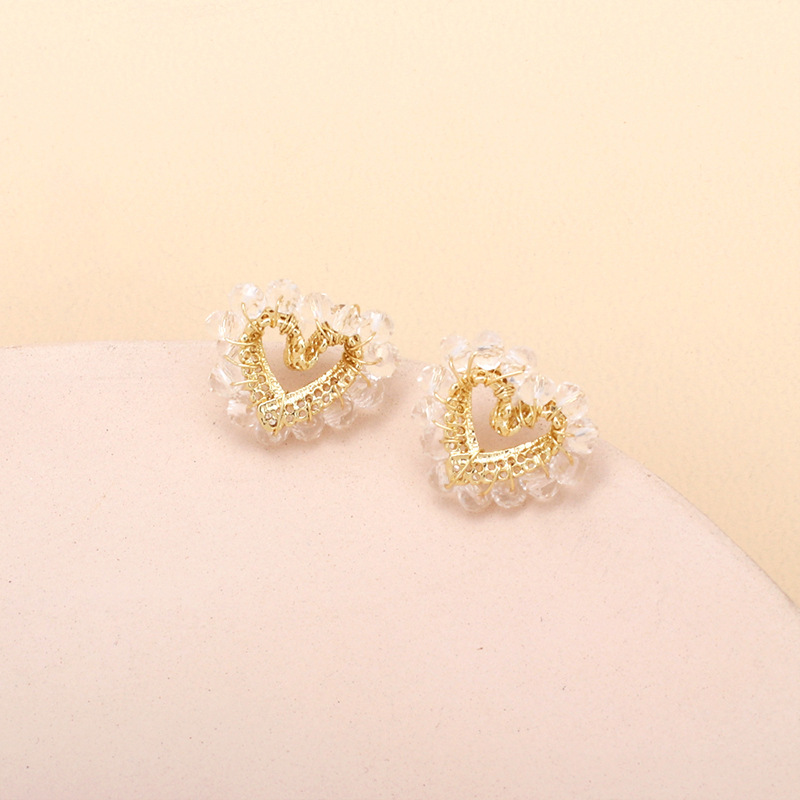 retro crystal heart shape earrings wholesale
