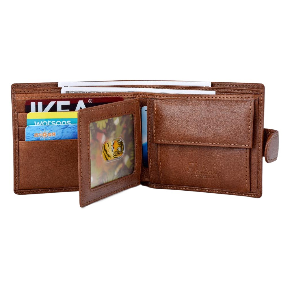 Cartera de Cuero Genuino para Hombre, Estilo Nuevo, Multifuncional, con Monedero, Cartera Corta, Caja de Regalo