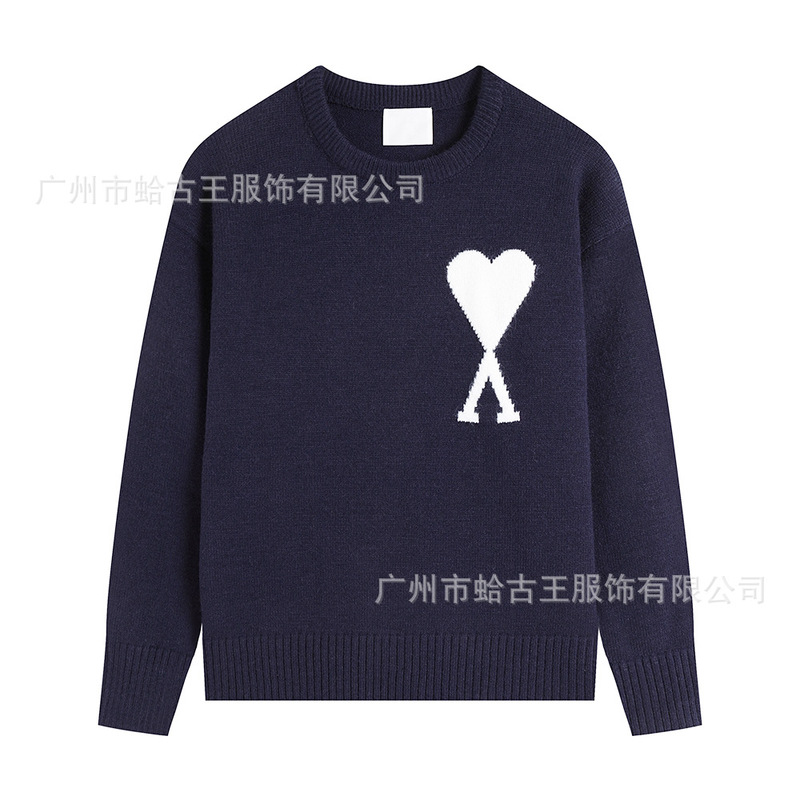 AMI ANCIENT 秋冬新款男女情侣休闲圆领毛衣提花爱心保暖针织上衣|undefined
