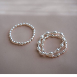 Korean Style Natural Freshwater Pearl Bracelet Women's Baroque Rice Beads 14K Gold Bracelet Niche High-end Bracelet for Women