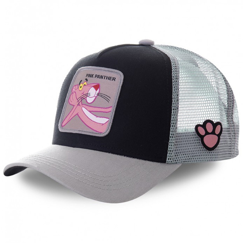 Comercio exterior dibujos animados rosa leopardo travieso gorra de béisbol anime hip-hop gorra de red sombrero de conductor de camión americano en vivo al por mayor
