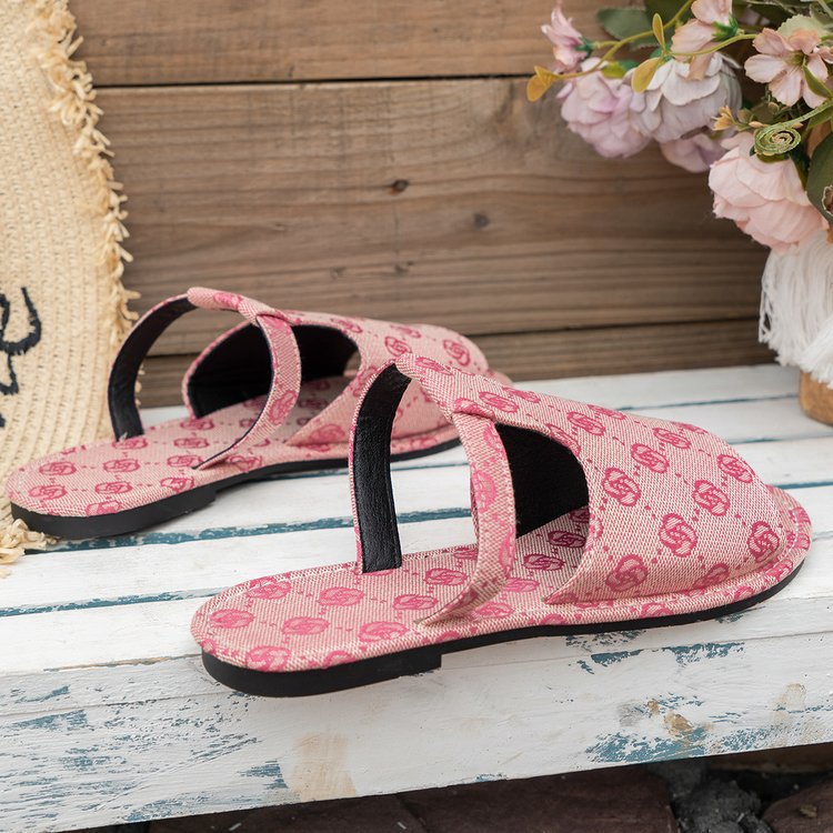 Comfortable Women's Flat Sandals Slip-on Peep-toe Beach Slides_voghion.com