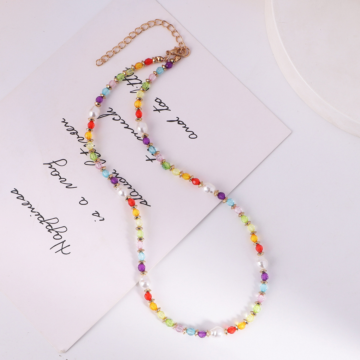 Retro Multicolor Copper Necklace Pearl Copper Necklaces