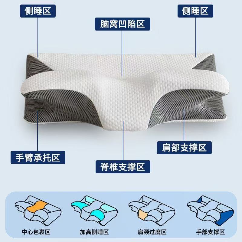跨境蝶形慢回弹记忆棉枕头护颈枕颈椎枕头高枕不塌枕头枕工厂直销|undefined